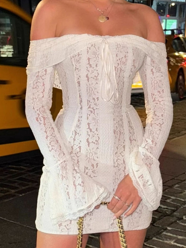 Off-Shoulder Lace Mini Dress