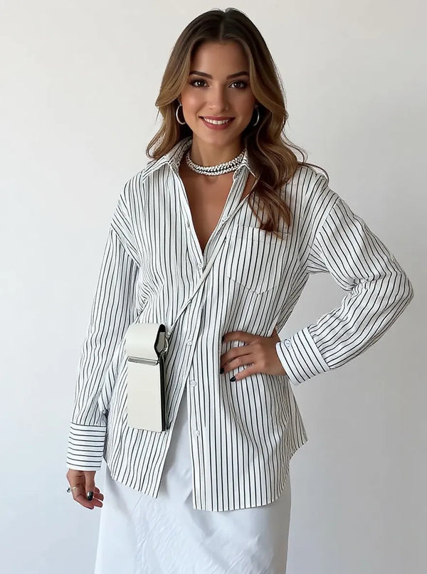 Oversized Striped Button-Down Shirt